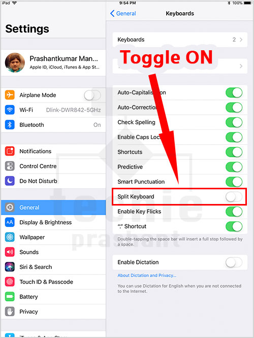 Use Split Keyboard iPad iOS 10