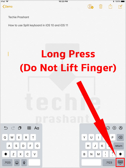 Use Split Keyboard iPad iOS 10