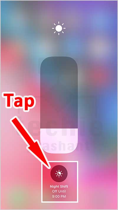 Turn On Night Shift Mode - Tap Night Shift Icon Control Centre