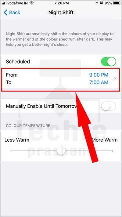 Night Shift Mode Schedule
