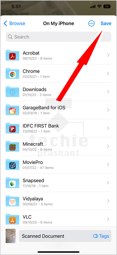 Tap Save Button at Top Right - iPad / iPhone Files App