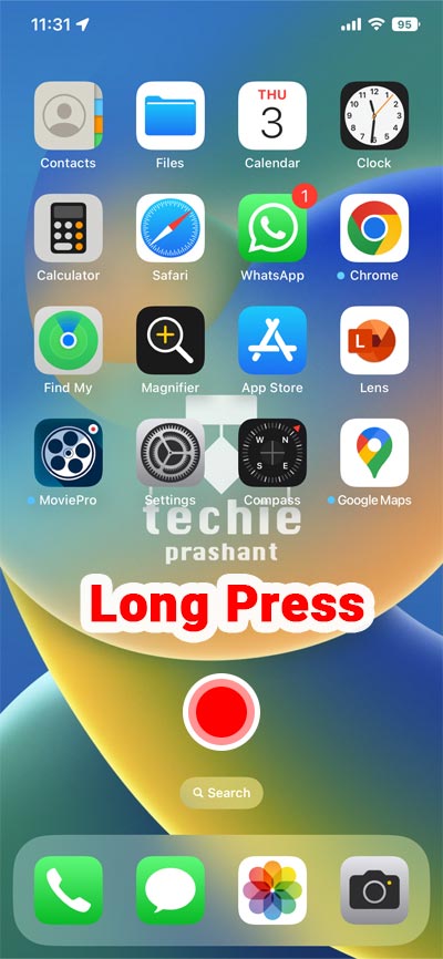 Long press home screen