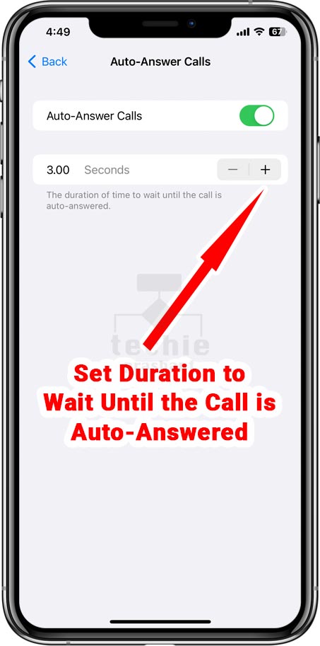 Set duration to wait until call is auto answered iOS 16