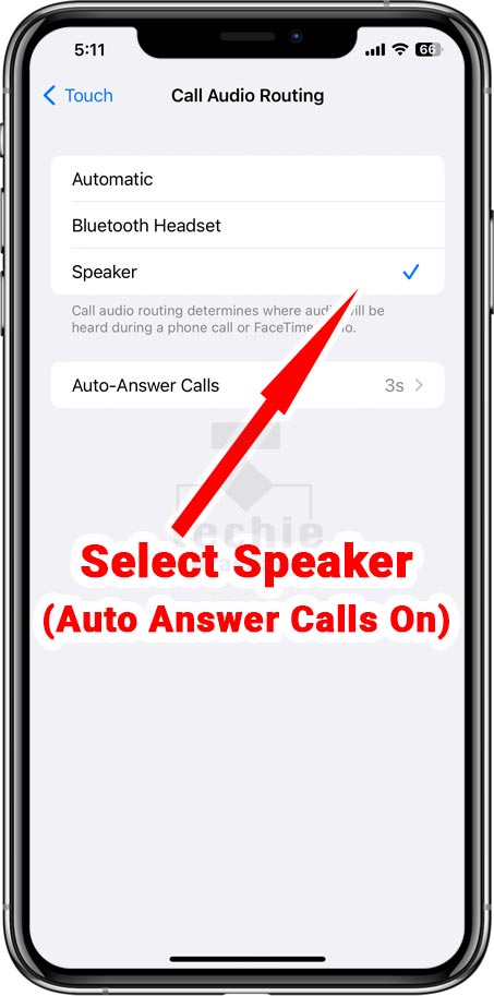 Select Speaker from Call Audio Routing (Auto Answer Calls On)